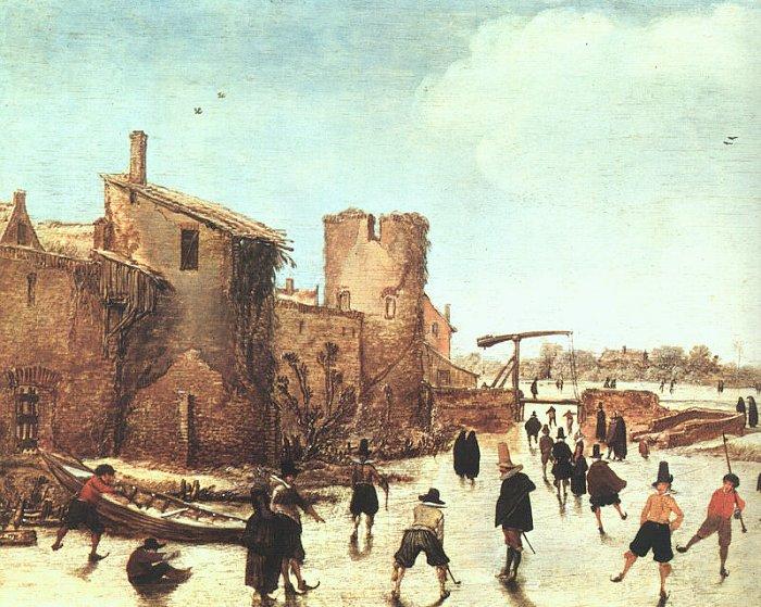 Esaias Van de Velde Skaters on the Moat by the Walls